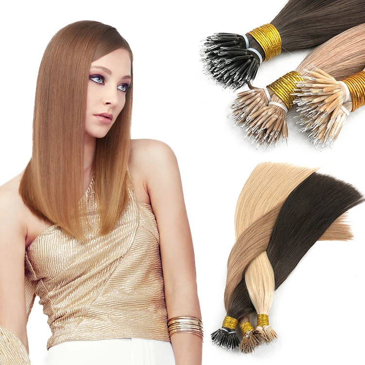 Super Double Drawn Invisible Nano Ring Hair Extensions 100% Remy Virgin hair High Quality Human Hair Extensions