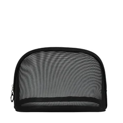 Factory Wholesale Black Mesh Makeup Pouch Organizer Travel Wash Bag Beach Round Toiletry Bag Net Bathroom Mesh Cosmetic Bag