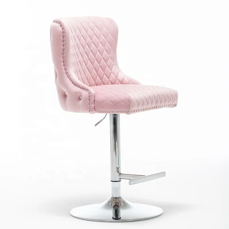 Seat and front back diamond back deep buttons lion knocker velvet bar chair