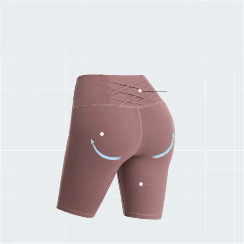 
 Спортивные плотные шорты с карманами для фитнеса, быстросохнущие шорты для йоги с высокой талией и подтягиванием бедер, женские велосипедные шорты  