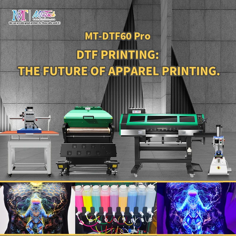 Low Investment MTuTech Large Format DTF Printer 4 head 60cm DTF Powder Machine for Custom Apparel Printing
