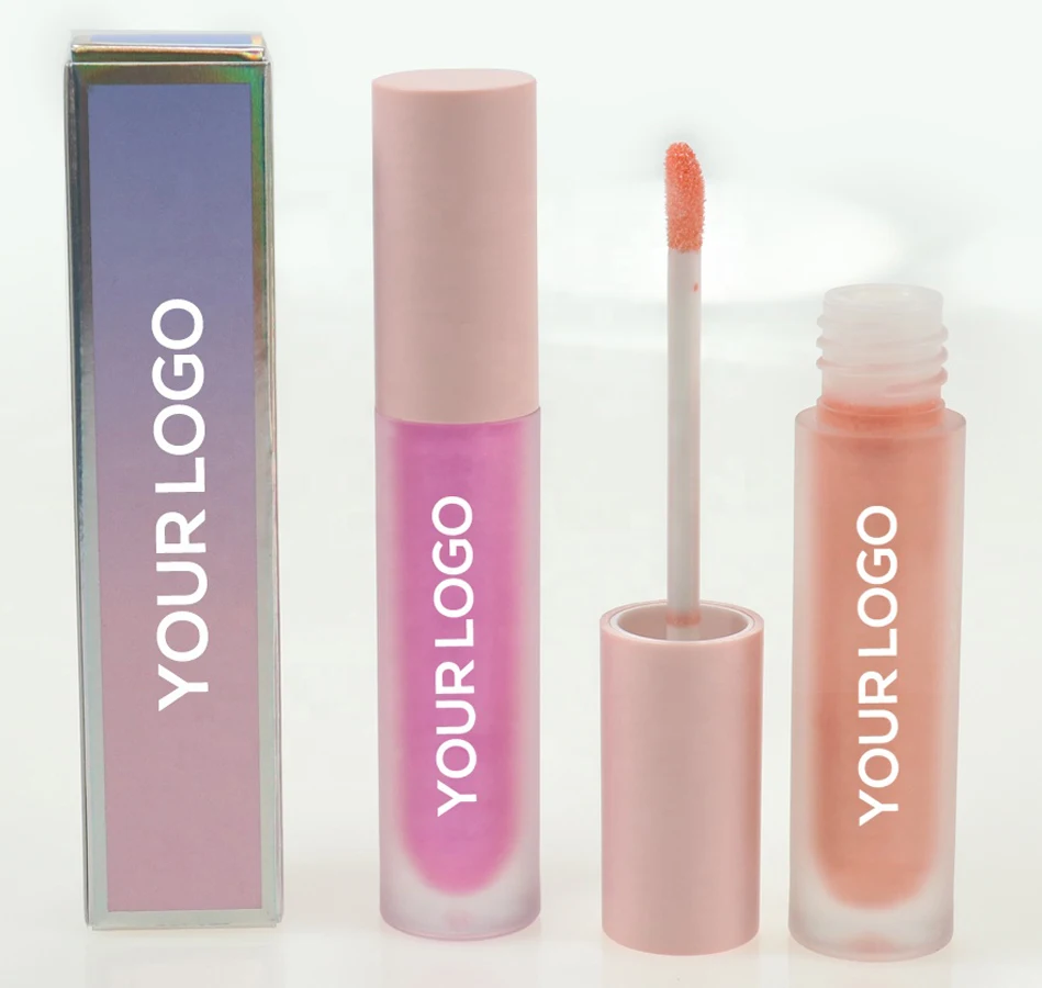 Free Sample wholesale high quality vegan pink lipgloss glitter pigment liquid lipstick custom plumping private label lip glossx