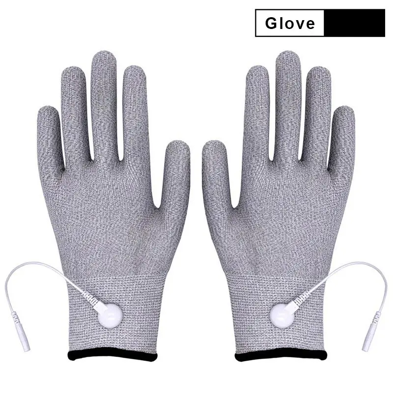 SKPURE amazon hot selling silver condutive massage glove with adapter wire for TENS/EMS machine