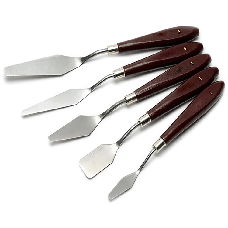 Wholesale 5 Pcs Wooden Stainless Steel Oil Paint Painting Knife Set for Artist