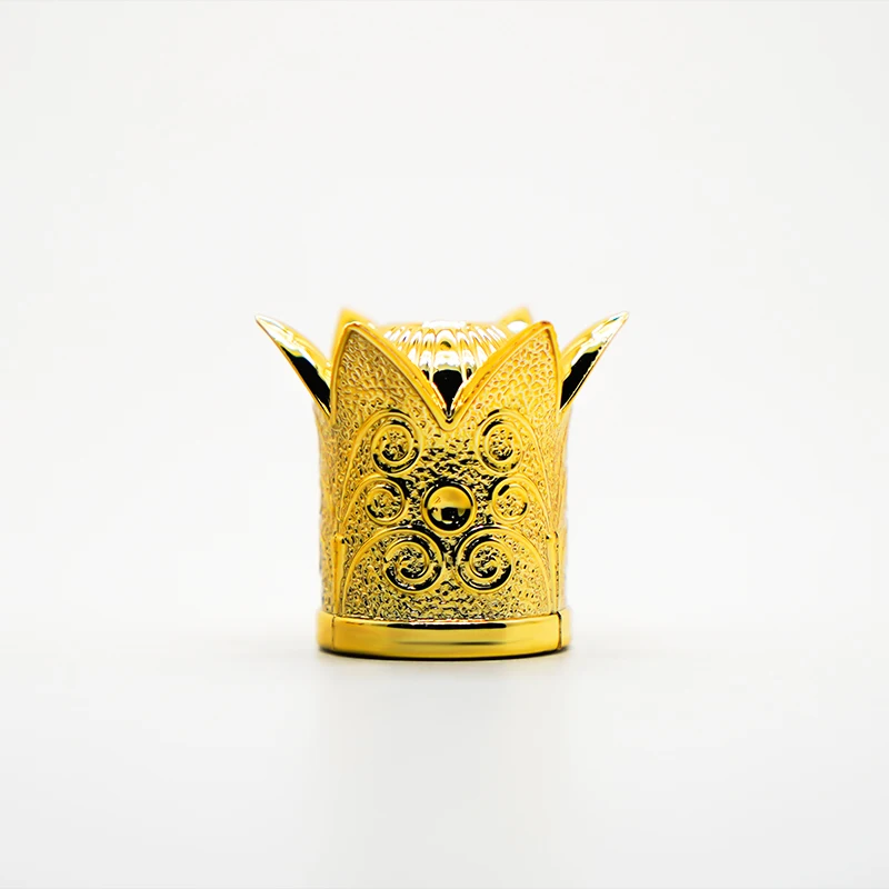 Factory Customized Logo Printing Aluminum Plastic Gold Arabic Style Perfume Bottle Crown Cap