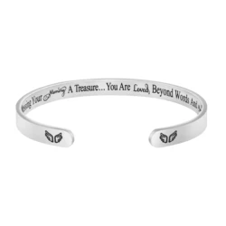 Joycuff Custom Engraved Logo Silver Plated Butterfly Charm Cuff  Bracelets Bangle Women 316L Stainless Steel Jewelry