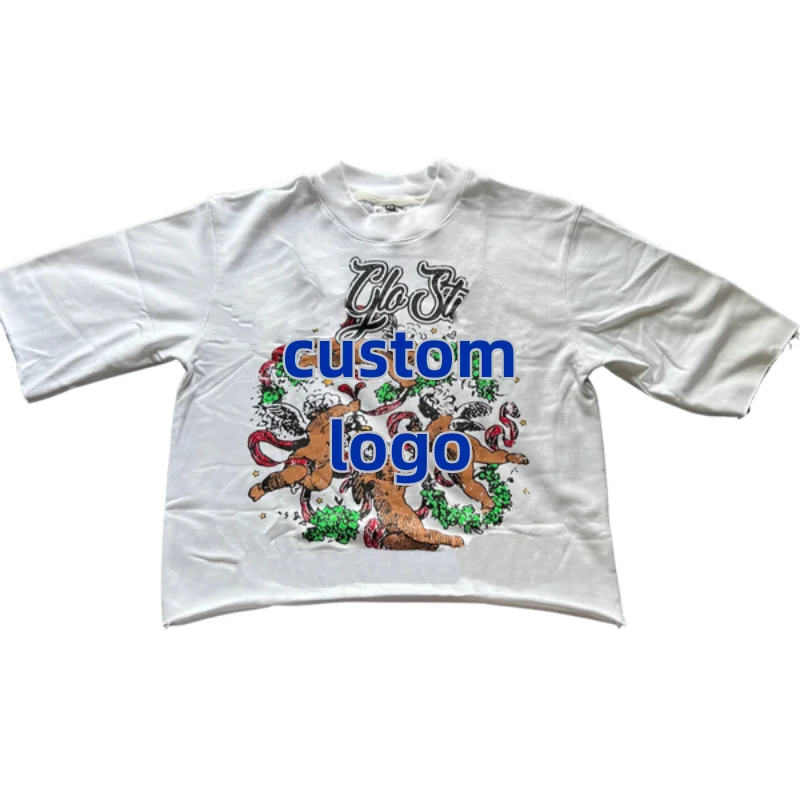 Oversized Dtg Cotton Tee Wholesale Printed Streetwear Pattern T-shirt Men Acid Washed Purple Graphic Vintage Distressed T Shirts