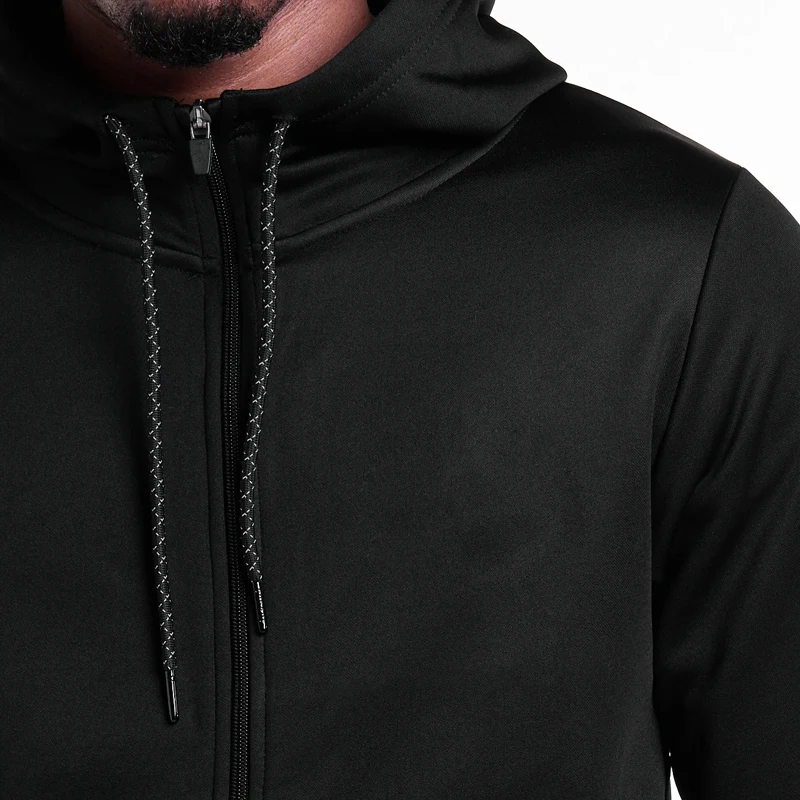 Street Wear Custom Made Plain Zip Up Hoodie Black 100% Cotton Zip Up Mens Gym Clothing Blank Zipper Hoodies