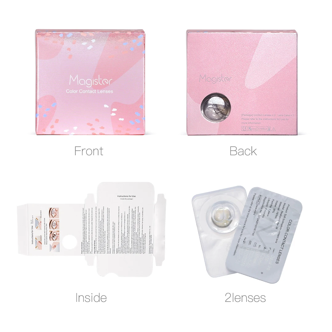 Eyes Lens 12 Colors 3 Tone Colored Contact Lenses Wholesale Colored Contacts Natural Lentes de Contacto Custom Paper Box