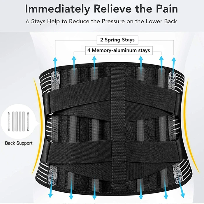 Breathable Lower Back Pain Relief Back Brace Back Support Belt with 6 Stays