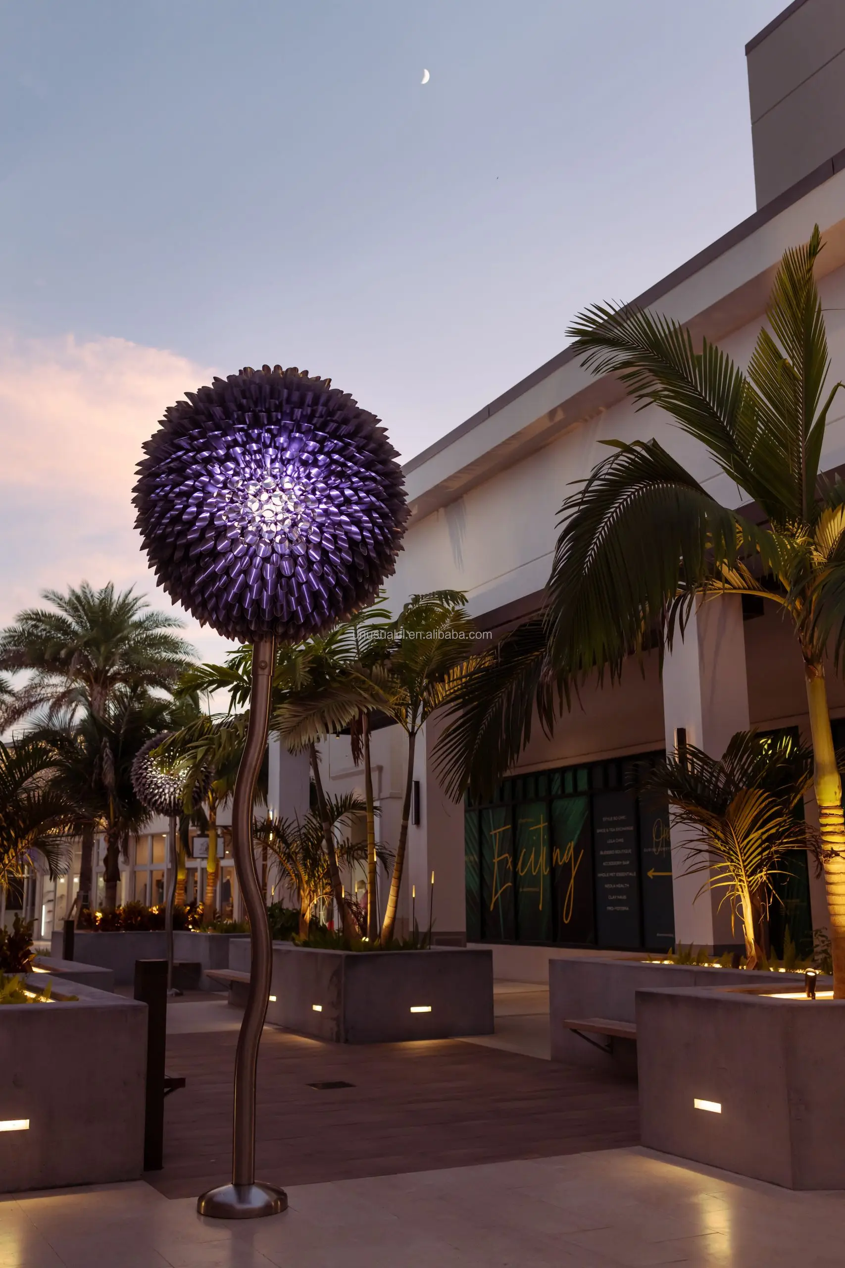 Outdoor Colorful ball Design Waterproof 3d Moon and Stars Ramadan Led Motif Decoration Light new year festival road street lamp