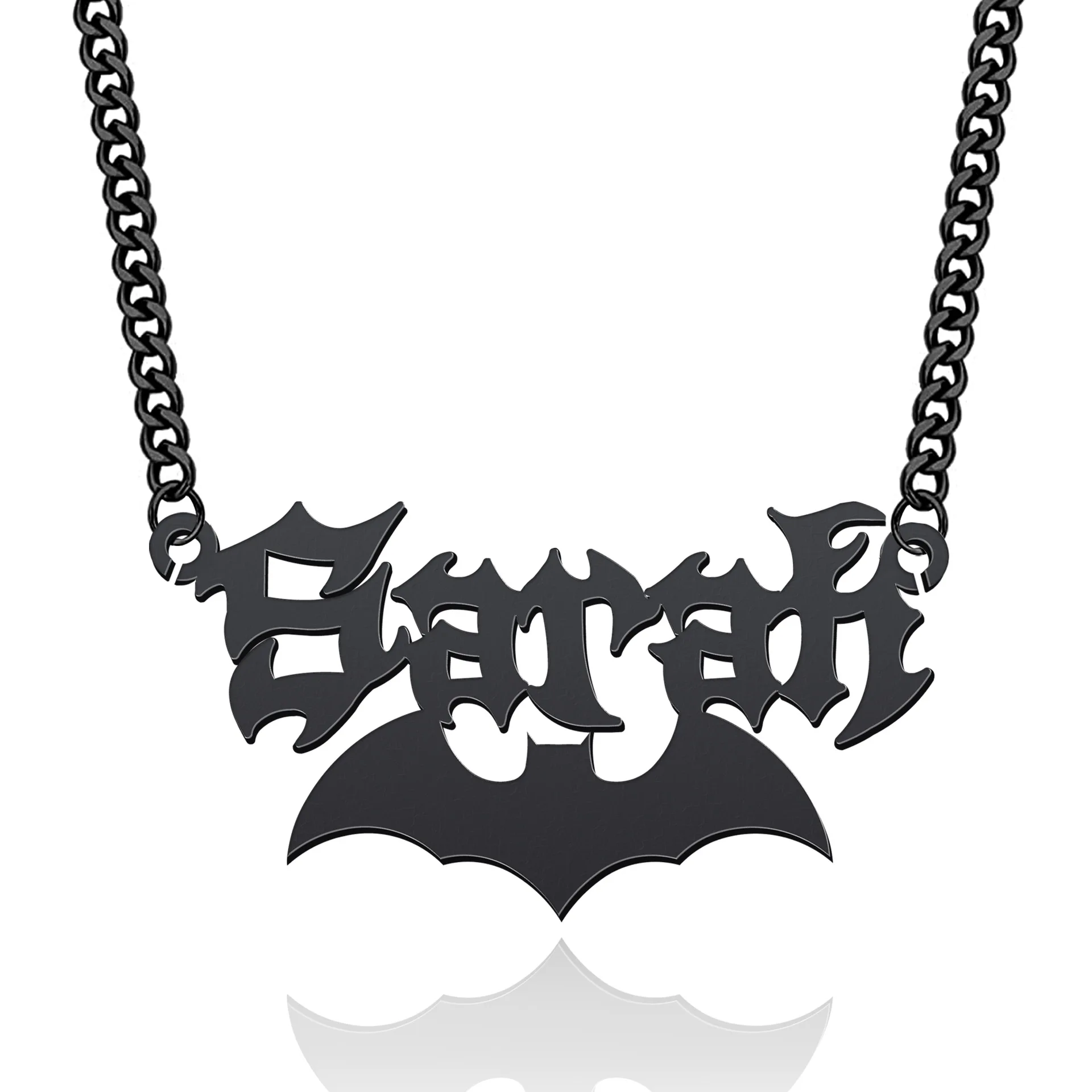 Duoying Personalized Halloween Necklace Spider Bat Pumpkin Ghost Witch Hat Broom Halloween Elements Custom Name Necklace