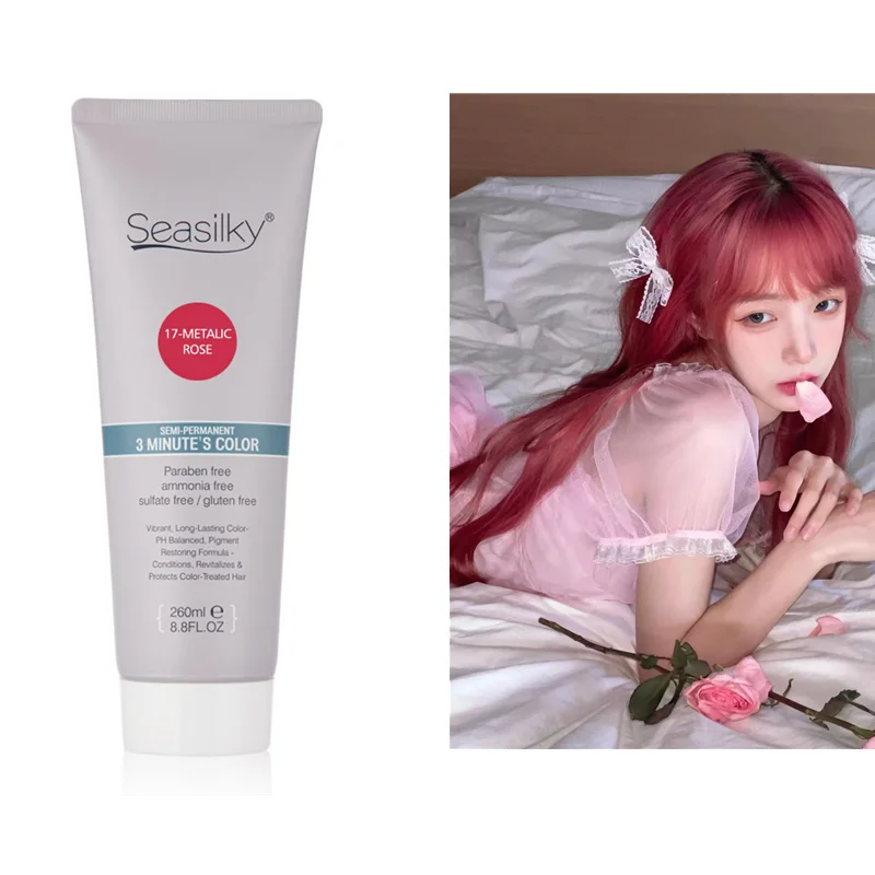 Fashion Light Pink Semi-Permanent Hair Color Conditioning Cream Directly Use On 8-9 Level Hair 260ml