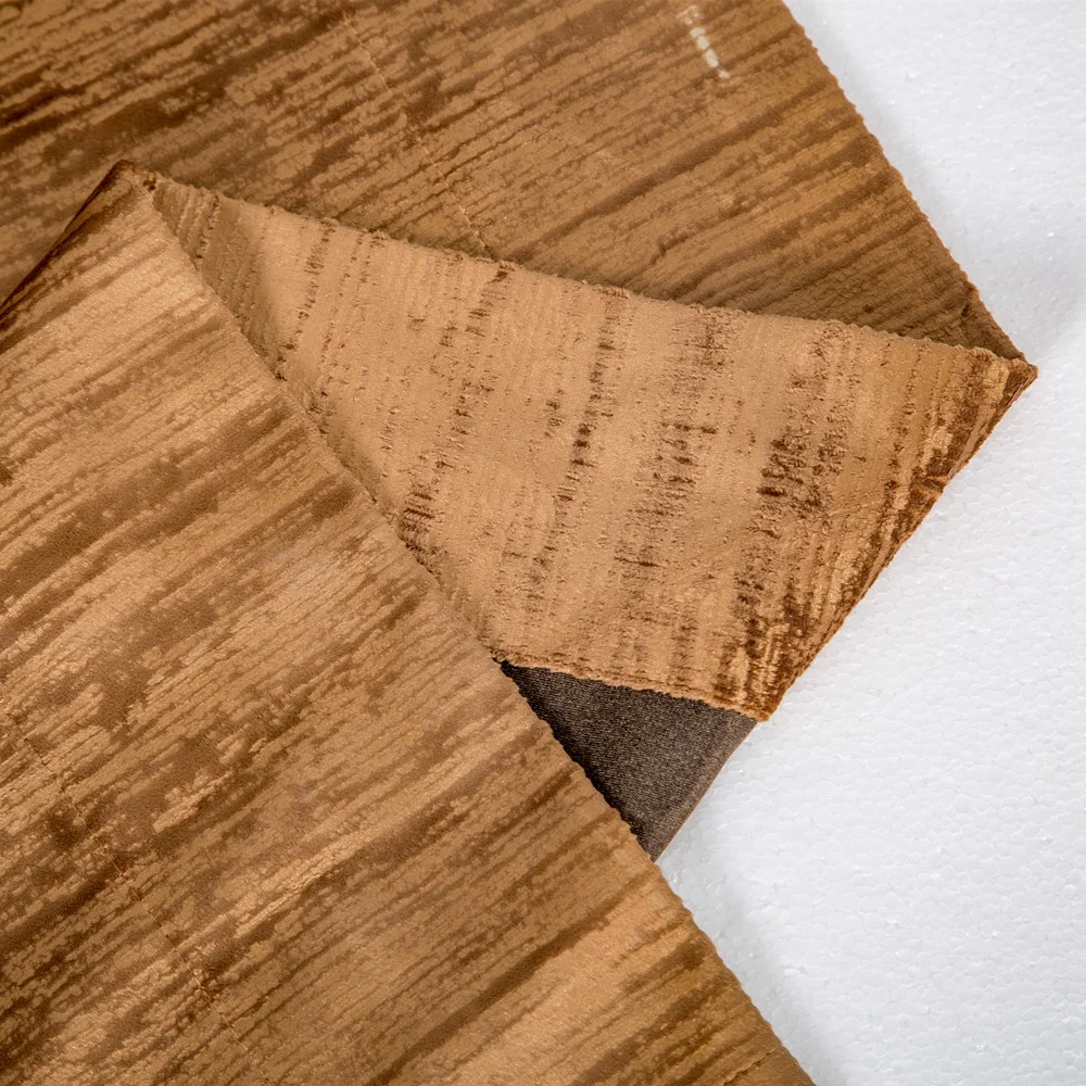 Gold Velvet Curtains Embossed  Blackout Plush Thermal Curtains for Livingroom