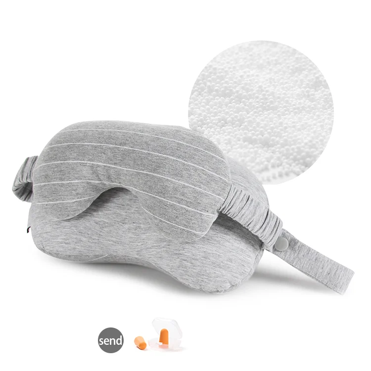Wholesale Custom comfortable fabric memory foam/Microparticle filling neck pillow with eye mask for travel office