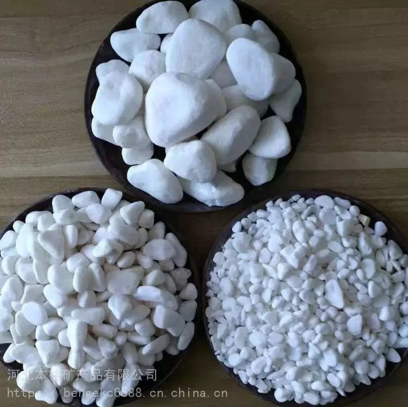 Landscaping clean polished white round pebble tumbled snow white decorative stone gravel aggregates for garden
