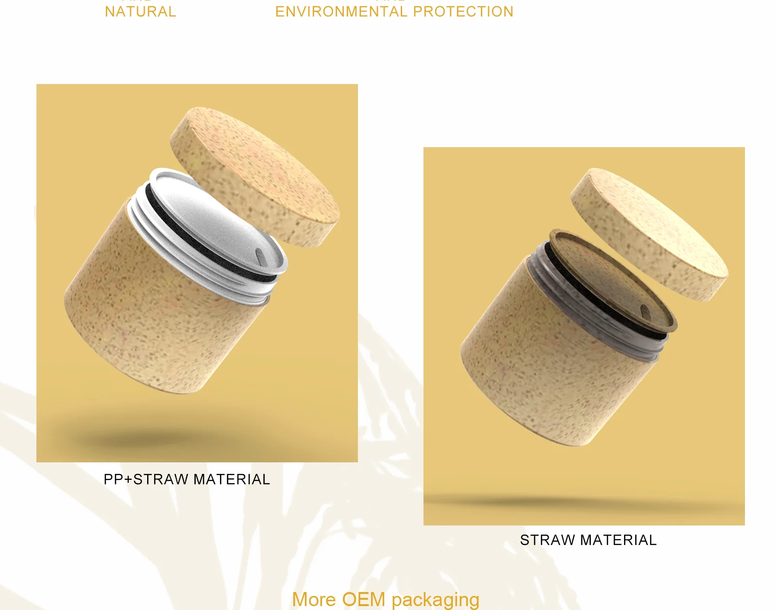 PP plus straw raw material organic and biodegradable cosmetics jar plastic cream jar with discs