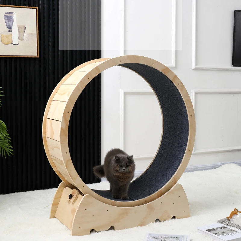 Pet items large size solid wood board silent treadmill cat wheel exercise for cat running