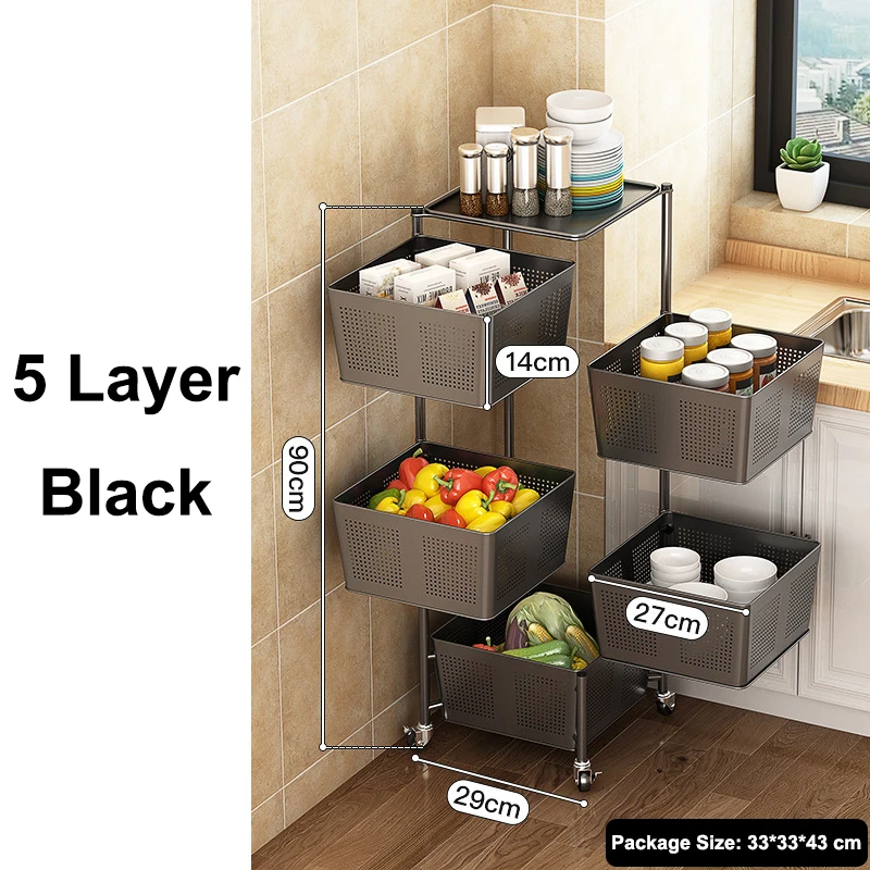 AIMINO RTS Square Foldable 3/4 /5 tier movable 360 degree rotating cylindrical storage rack narrow space storage organizer