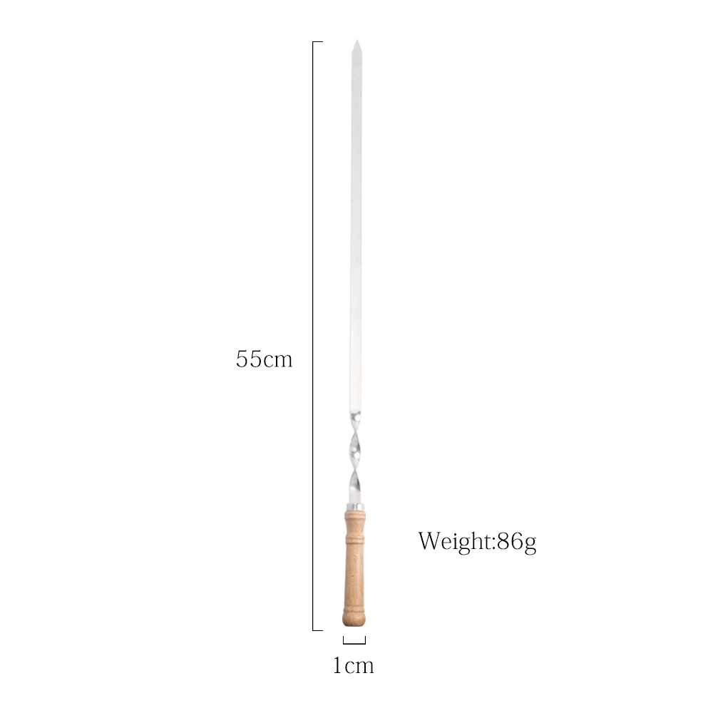 6 PCS portable barbecue skewers stainless steel wooden bbq grill kebab skewer