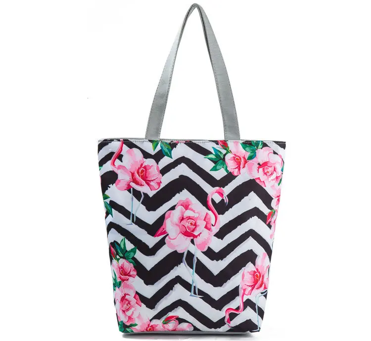 
Custom sublimation woven fabric tote washable fashion printing foldable zip up promotion shopping bags 