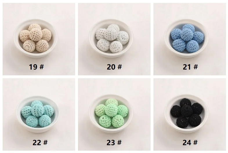 16mm Wooden Crochet Covered Bead Cotton Beads Wood Knitting Ball Crochet Beads for DIY Nursing Jewelry Necklace Bracelet Making