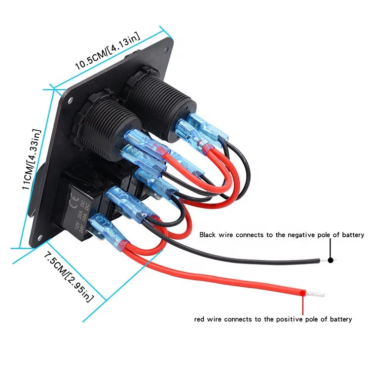 Custom Marine Switch Panel 12v With Usb Socket+Voltage Meter