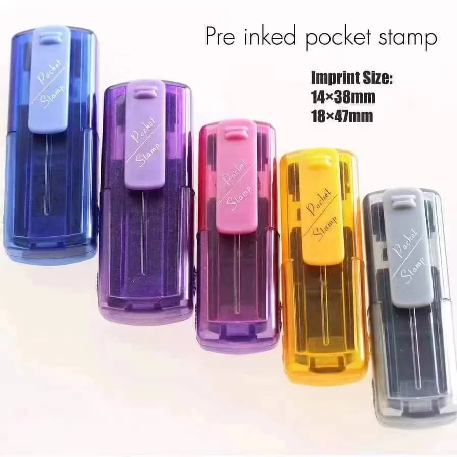 wholesale good quality office automatic pre-inked stamp pocket stamp 38*14mm self inking stamp