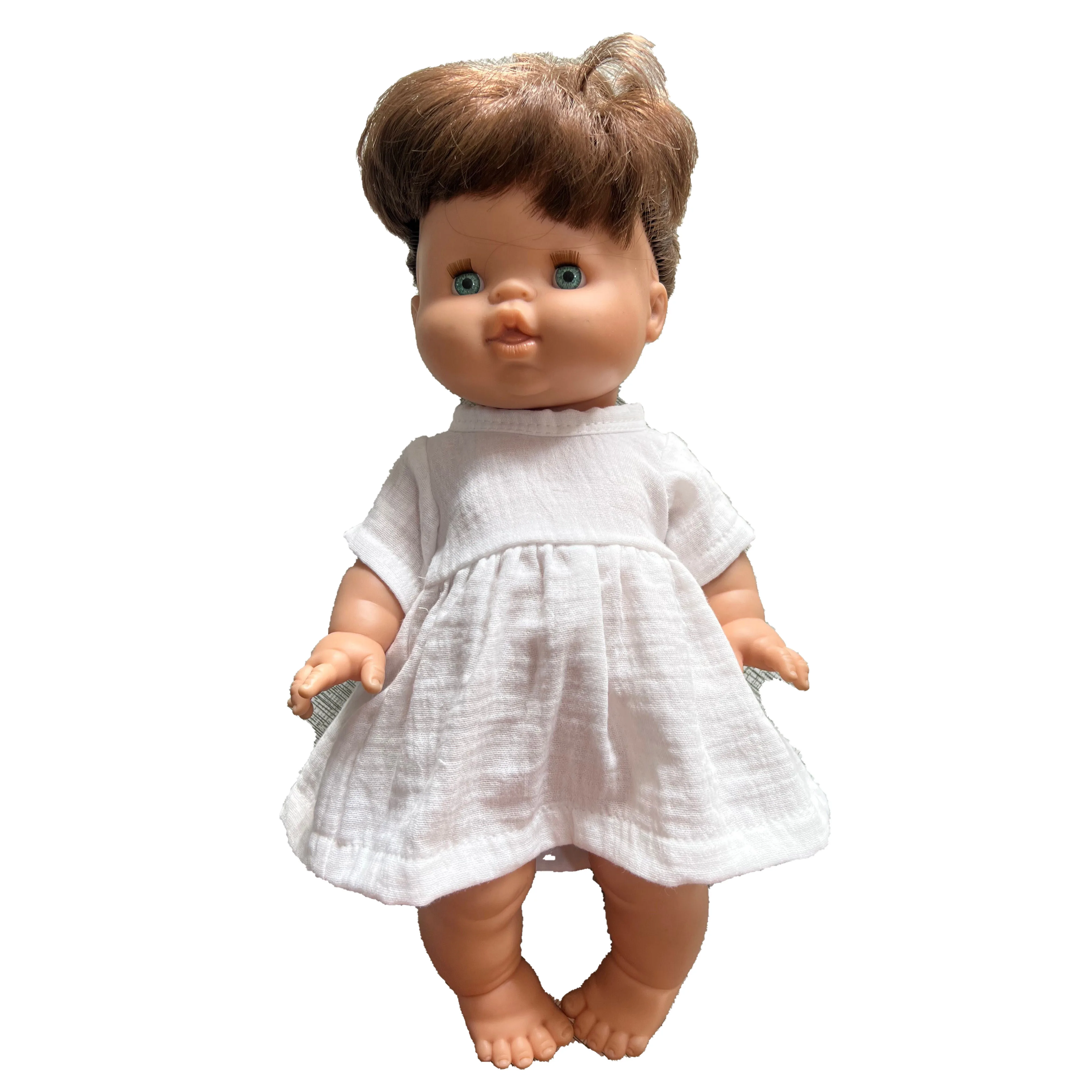Wholesale soft cotton toy clothing fit baby 9 inch doll perfectly lovely clothes 34cm tiny muslin dress