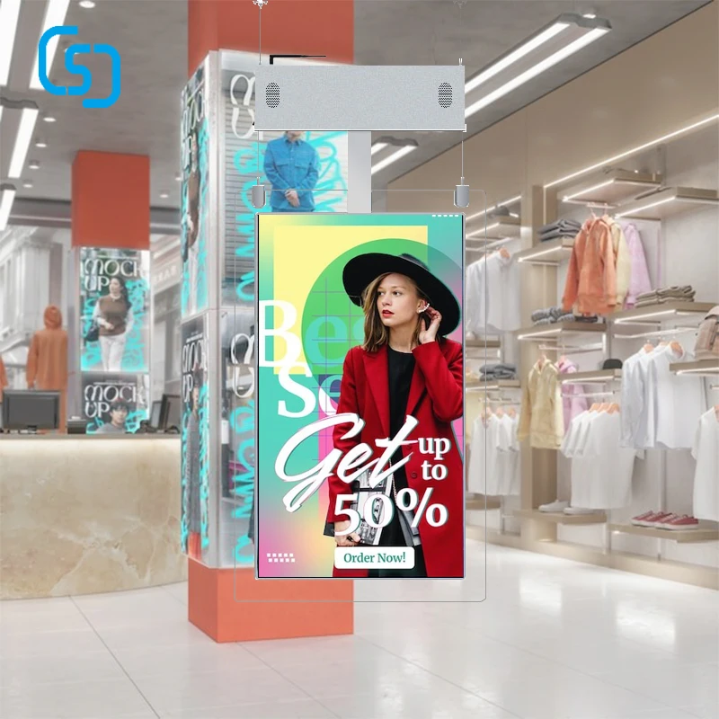Shop Window Hanging Transparent Advertising Screen High Brightness Double-Sided Display Lcd Digital Signage Window Display