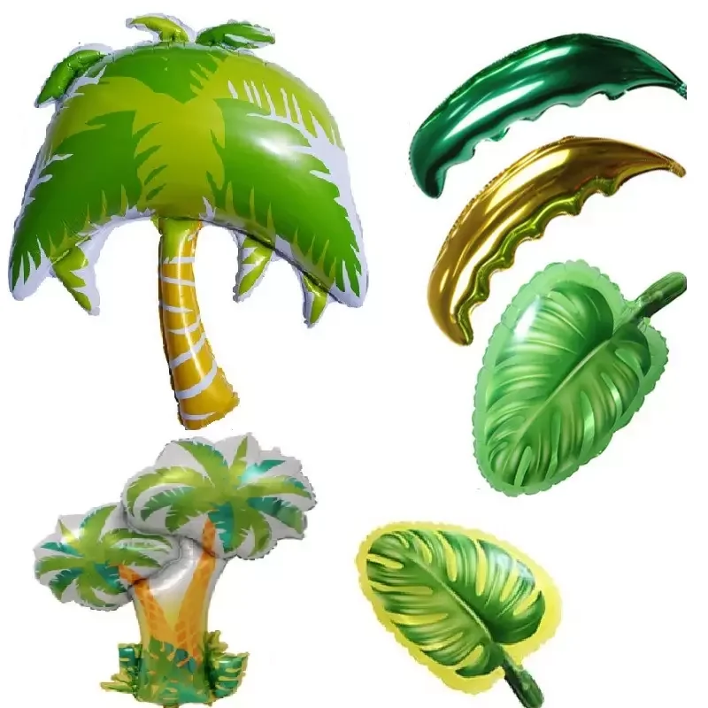 New coconut tree leaf cactus balloon birthday party decoration aluminum foil ball background wall wedding decoration
