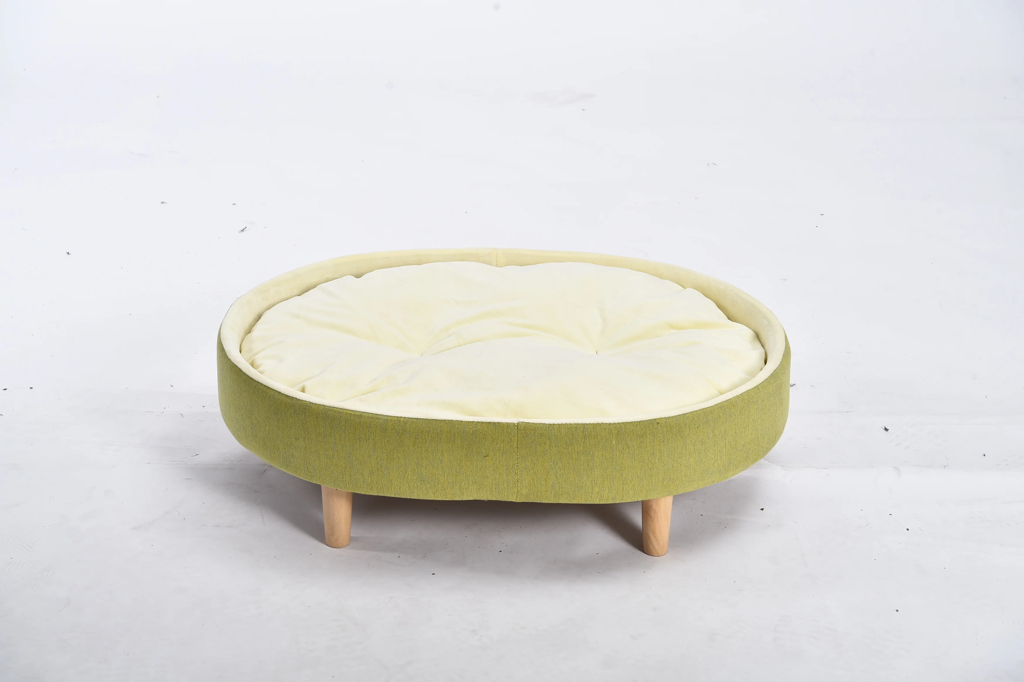 Зеленый желтый щенок маленький круглый съемный коврик Pet Cot Овальный повышенный диван-кровать для