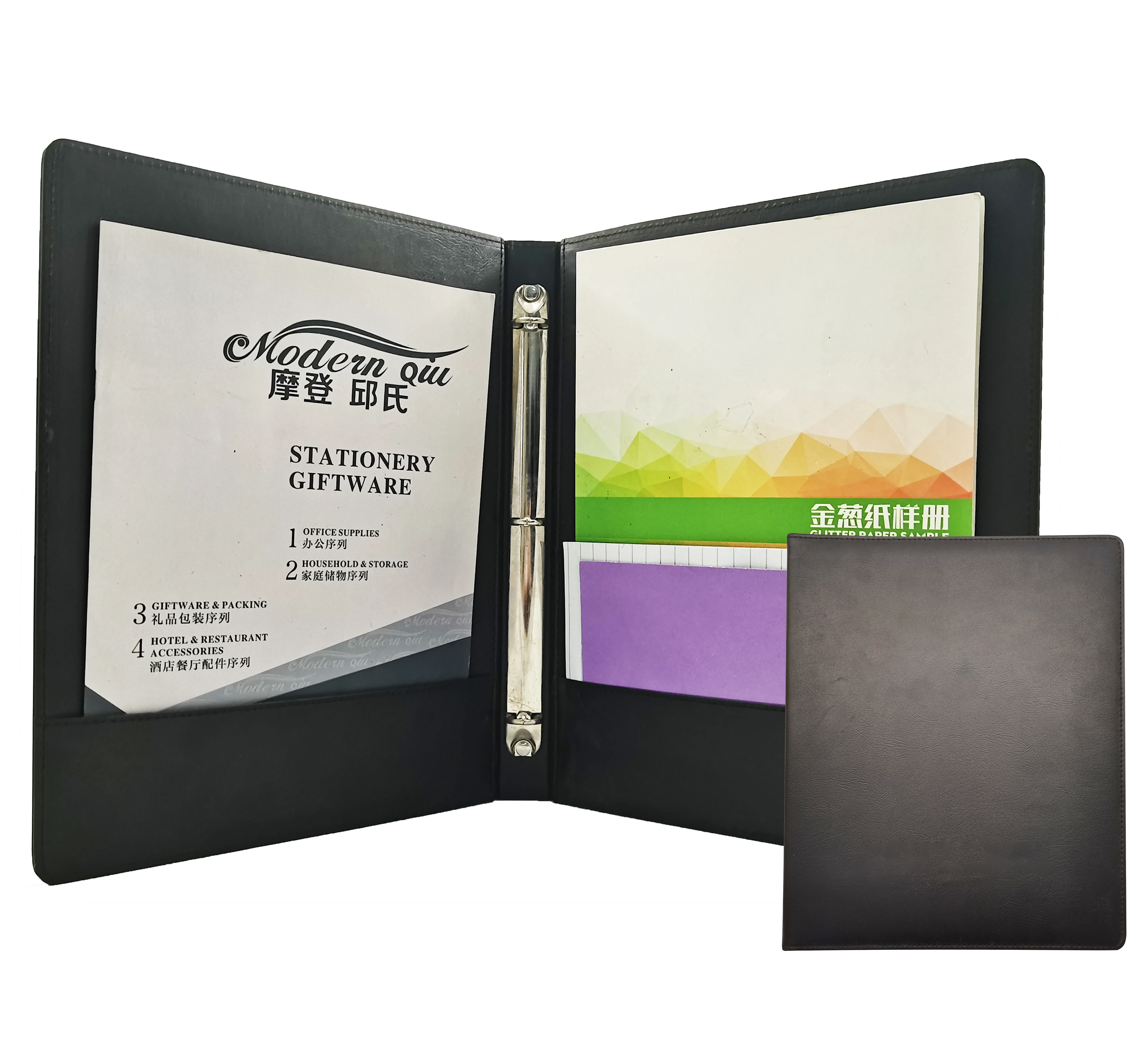 Папка для документов из искусственной кожи с 3 кольцами и зажимом