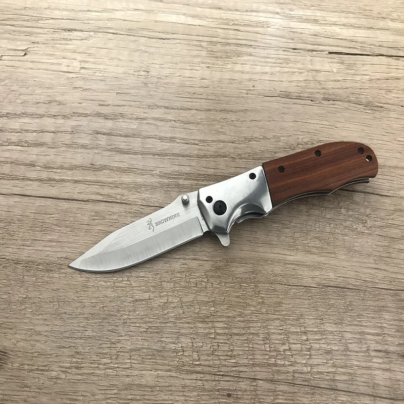 Outdoor portable DA51 portable folding self-defense multi-purpose wooden handle tactical camping survival knife