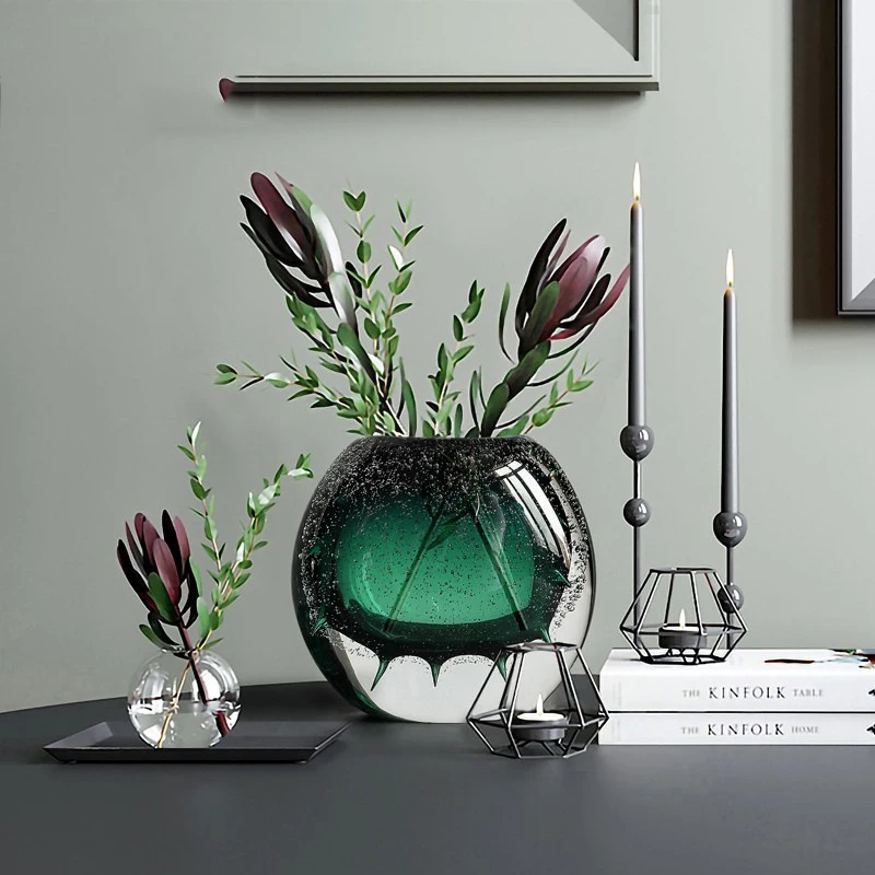 Spot light luxury decorative crystal bubble glass bowl mini glass vase home decoration transparent hydroponic vase