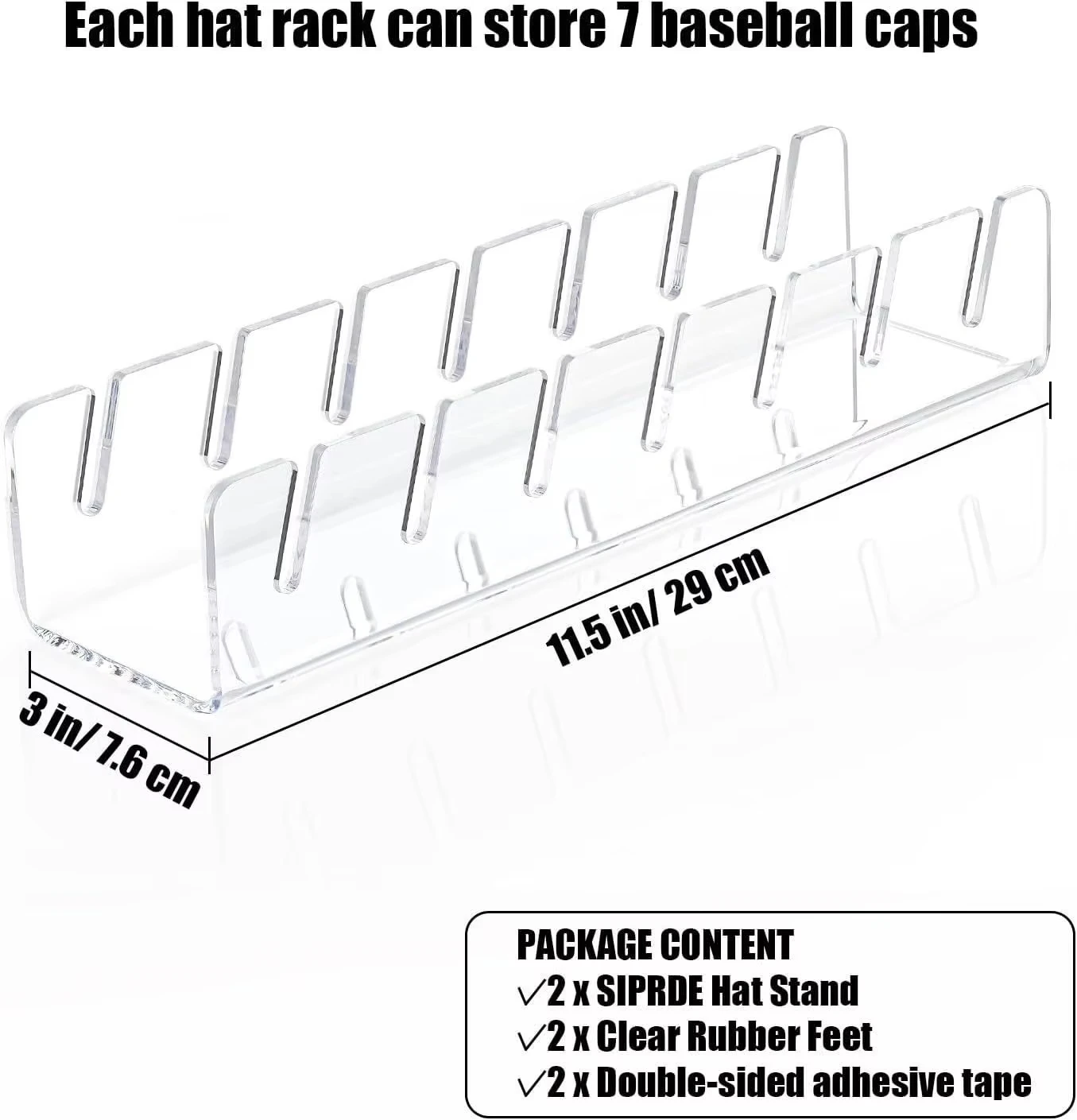 7 Holes Baseball Cap Display Stand Durable Clear Acrylic Hat Rack for Home Wardrobe Storage Organization Store Decoration