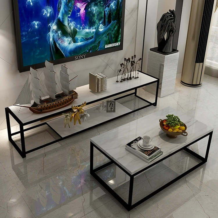 
TV cabinet coffee table combination modern minimalist home living room small apartment marble wall cabinet 