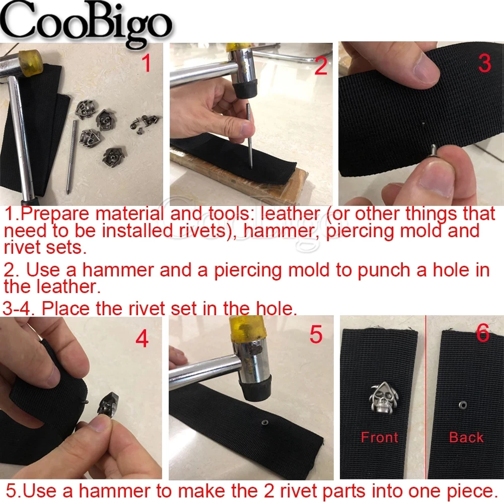 100Sets Metal Concho Rivet Studs Rivets Spikes Punk Rock Leather Decor Shoes Belt Bags Clothing DIY Craft Accessories Retro