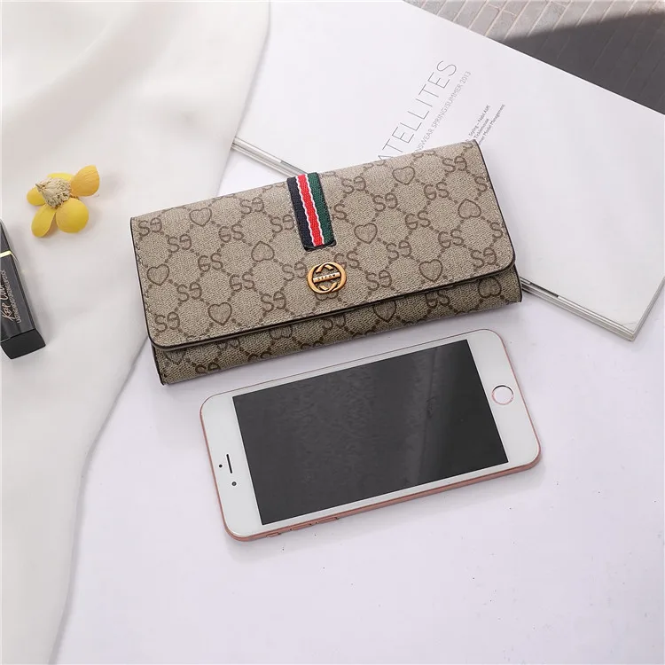 Wholesale designer luxury high quality leather wallets slim card for women fashionable ladies purse genuine