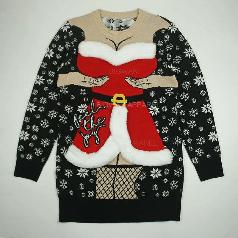 2022 Custom knitted xmas party sweater women funny christmas sweater dress