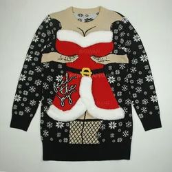 2022 Custom knitted xmas party sweater women funny christmas sweater dress