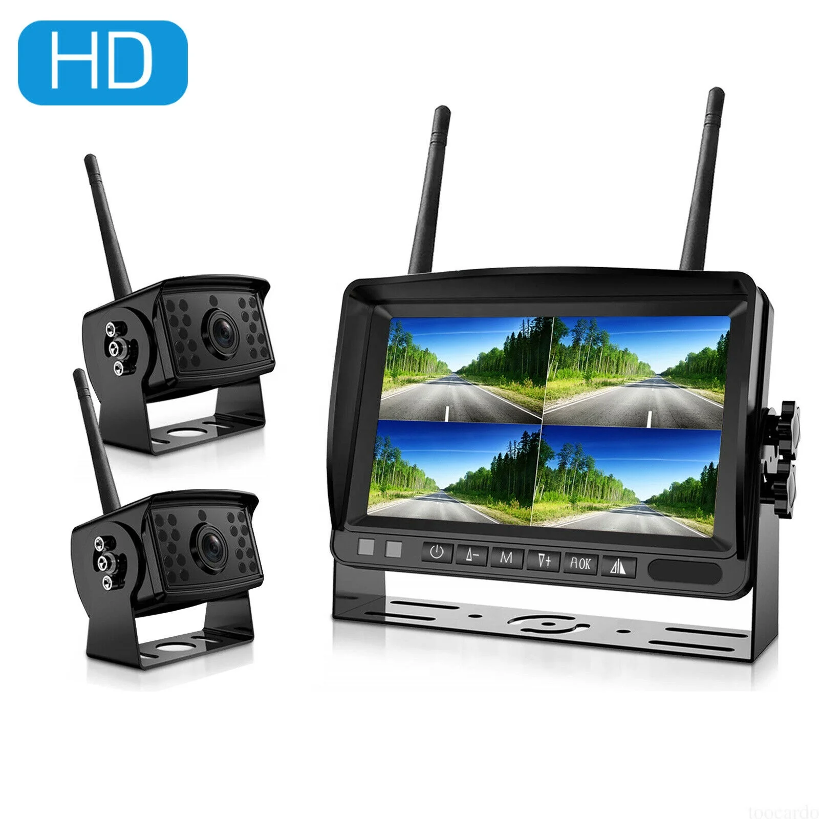
Factory supply 2X Heavy Duty Sony CCD Reversing Camera with Digital Wireless 7 inch Monitor Splitscreen kit 