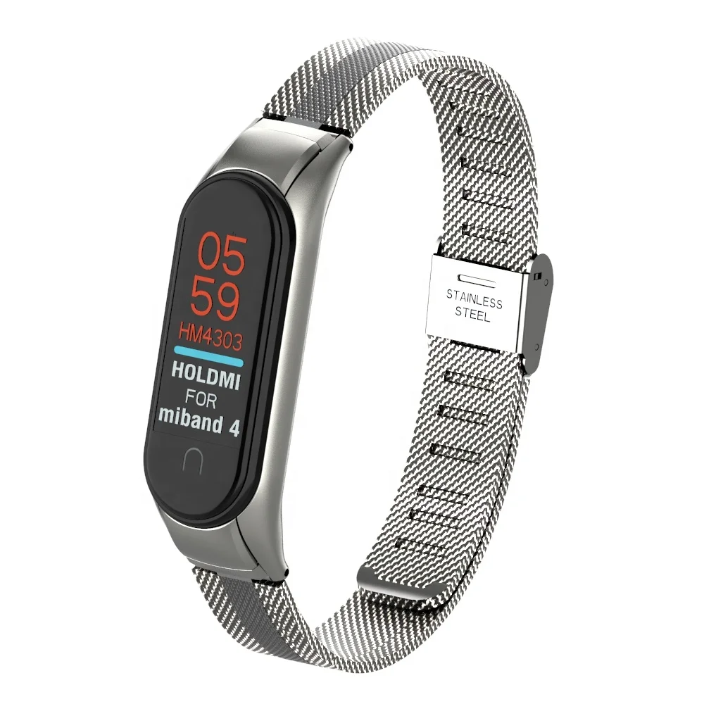 HOLDMI ODM high class 430351 series silver intermediate black color wristwatch band for xiaomi