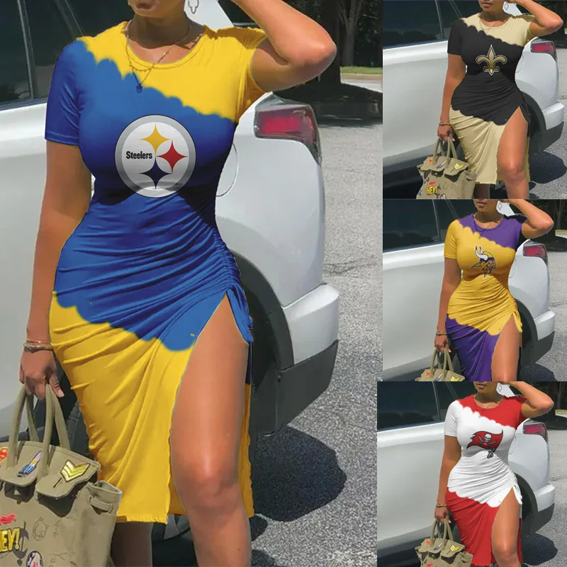 New 3D digital print casual dress NFL plus size football  O-neck dress