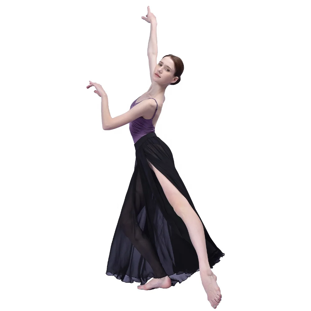 Women Lyrical Ballet Dance Skirt Girls Lyrical Dance Chiffon Skirt