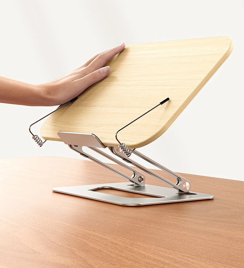 Adjustable Wooden laptop stand book bracket 180 degree foldable tablet holder wood folding portable stand for macbook