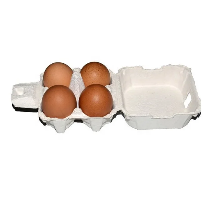 Beheart Wholesale High Quality Market Incubator Friendly Disposable Machine 4 Cells Eggs Box Recycled White Paper Pulp Egg Tray