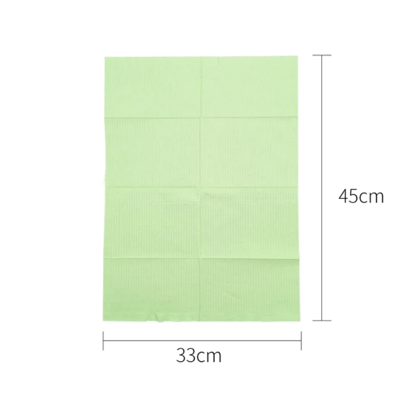 Dental bib wholesale 2ply paper and 1ply waterproof film disposable patient dental bibs