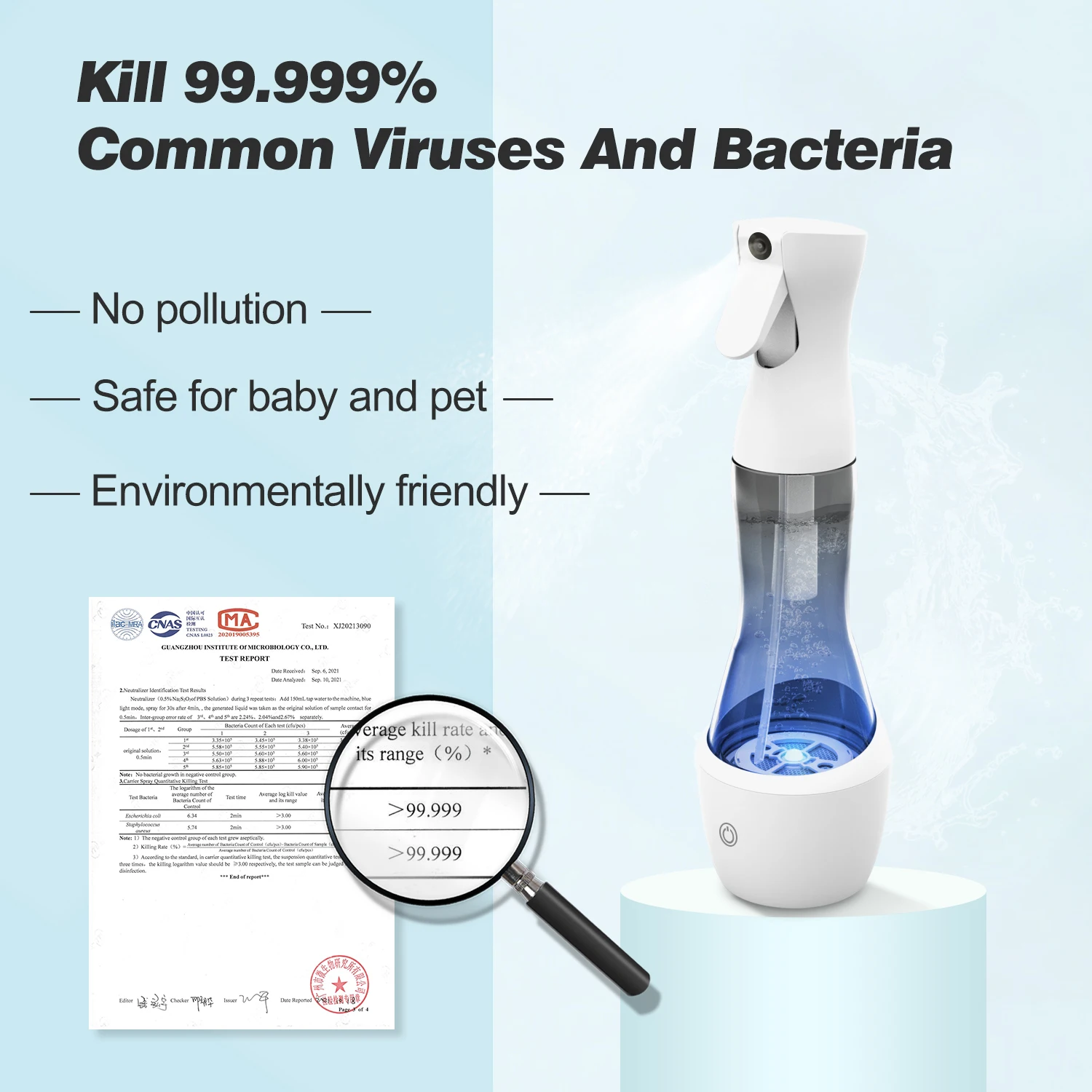 2024 Hot Sale Wireless Ozone Spray Remove Bacterial Portable Ozone Machine Water