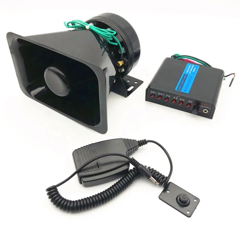 100W 6 Tone motorcycle Car Van Truck Speaker Loud Siren Horn 130db With MIC Loud Horn Siren firefighter Ambulance Loud speaker